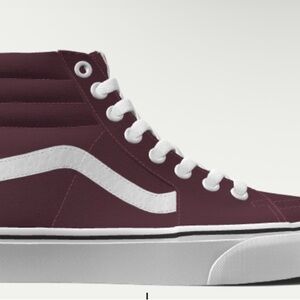 Vans Men's Maroon and White High-Top Sneakers
